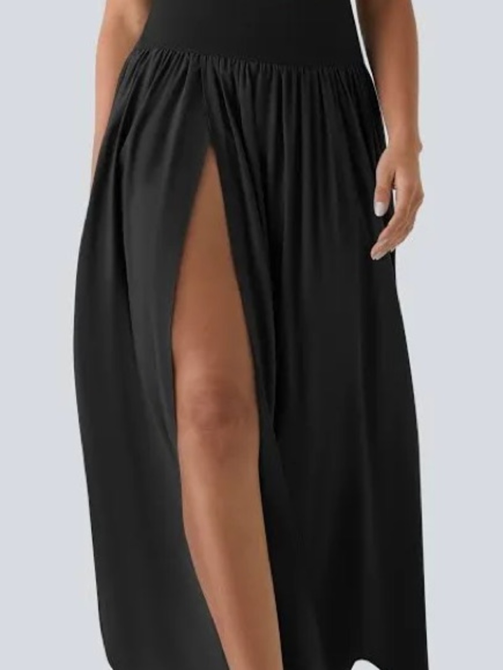 HALARA Black Maxi Skirt with Front Slit